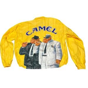 Vtg 1992 Joe Camel Tyvek Zip Up Windbreaker Jacket Size XL Yellow Lightweight